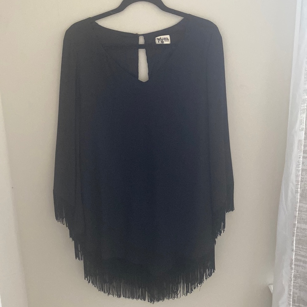 Show me your mumu black fringe dress